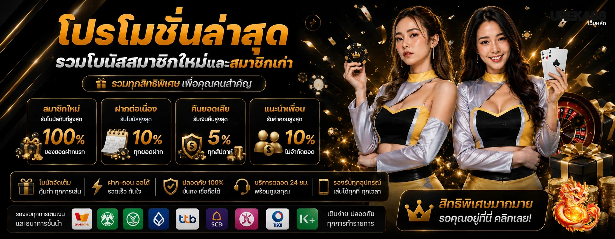 โปรโมชั่นล่าสุดและโบนัส UREKA88